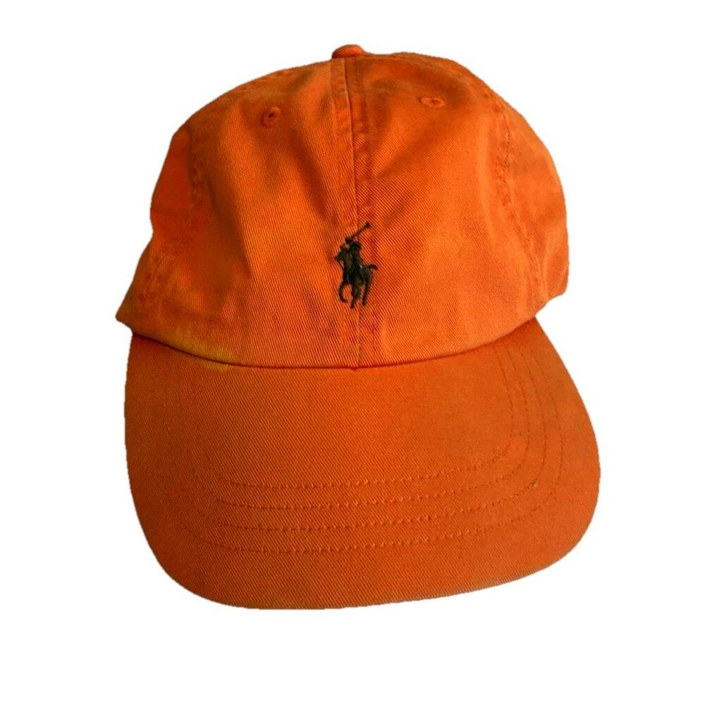 Polo by Ralph Lauren Orange Cotton Polo Cap with Black Pony Logo